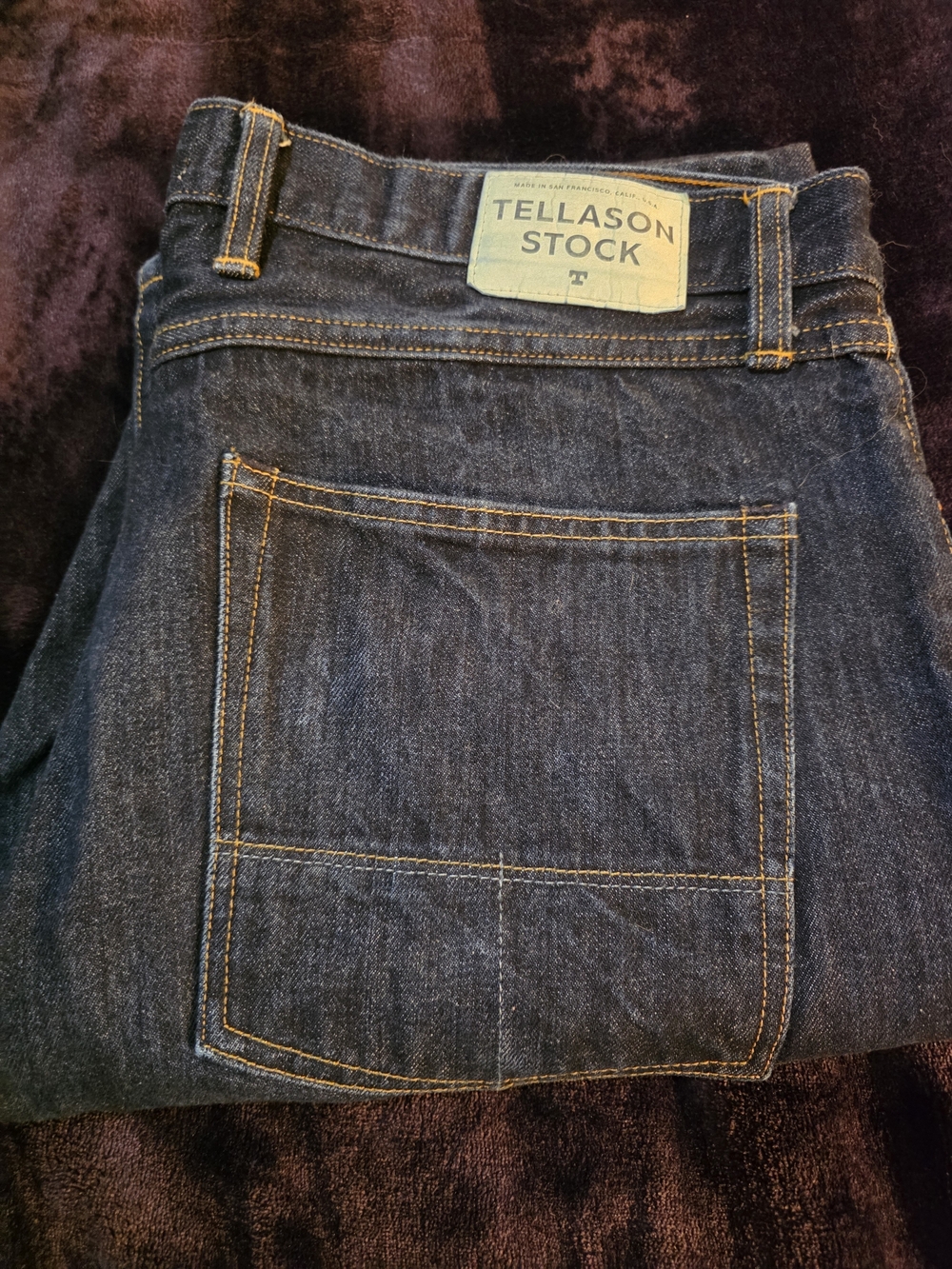 Tellason Stock Men’s 38 Cone Mills Selvedge Denim Jeans Made in USA 14 oz